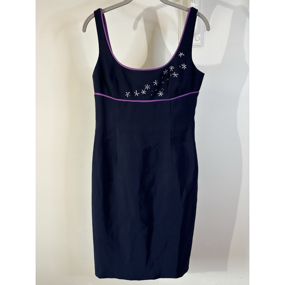 VTG LAUNDRY by SHELLI SEGAL Navy‎ Blue Umpire Waist Sheath Cocktail Dress 8 90's